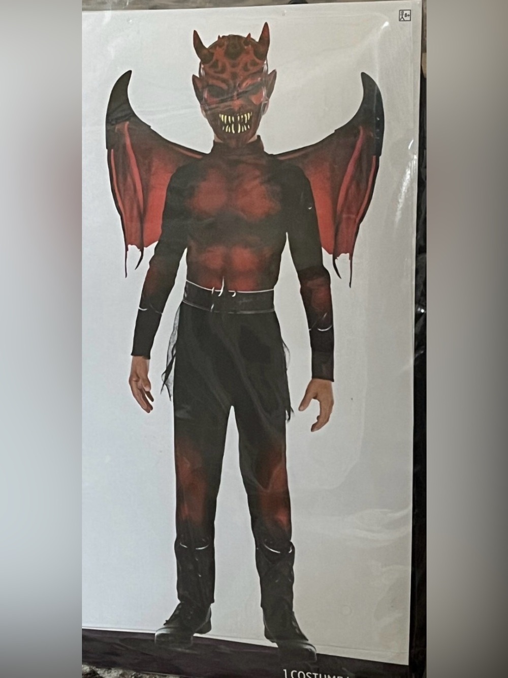 Amscan Party City Red Devil Kids Costume with Wings Child XL (14-16) Halloween